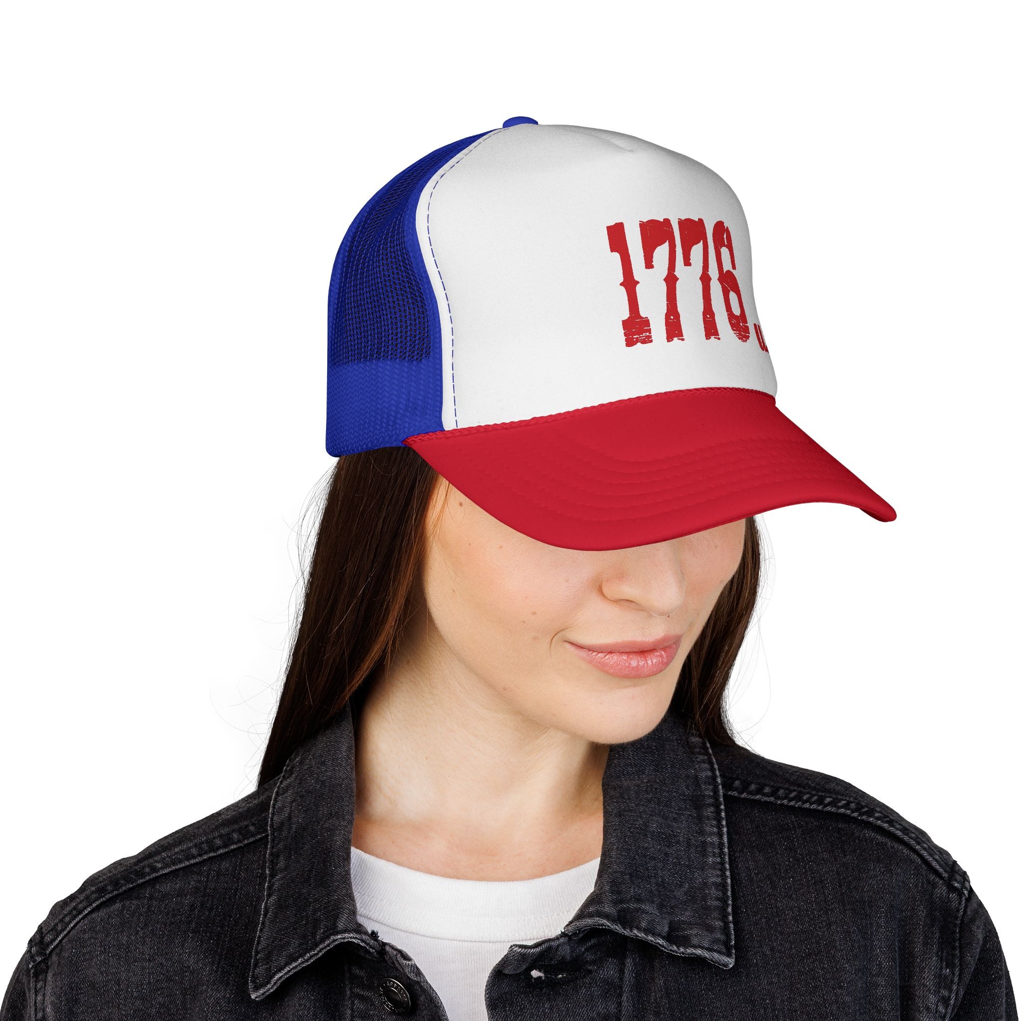 1776 USA Trucker Hat - Patriotic Red White Blue Cap for Independence Day