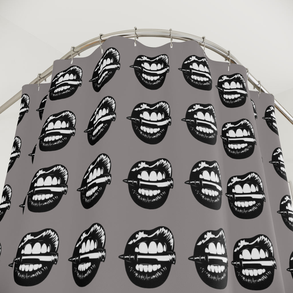 Graphic Lip Pattern Shower Curtain – Retro Pop Art Bathroom Decor