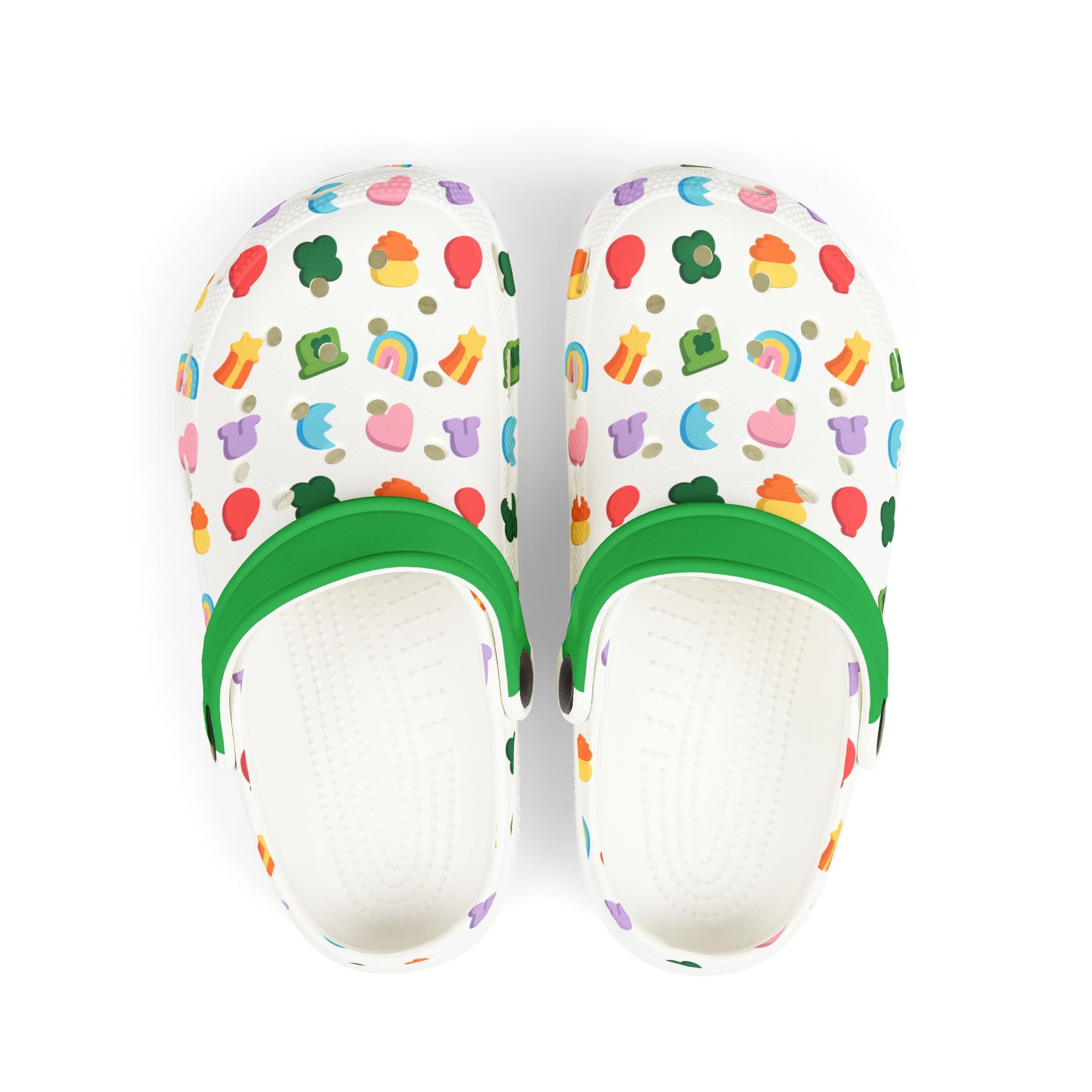 Kids Rainbow Garden Clogs — Colorful All-Over Print EVA Foam Shoes