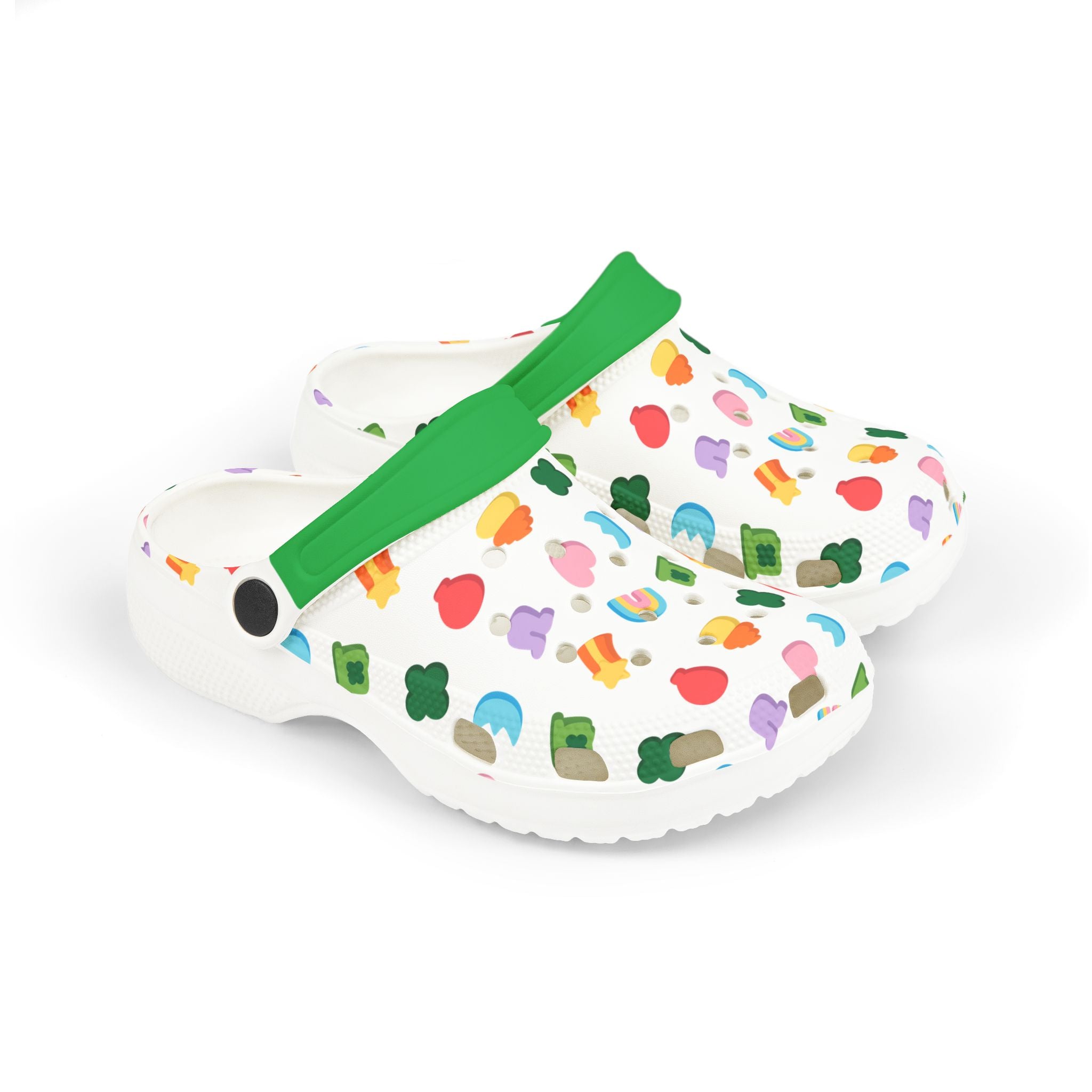 Kids Rainbow Garden Clogs — Colorful All-Over Print EVA Foam Shoes