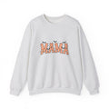 Mama Checkerboard Crewneck Sweatshirt — Retro Orange Plaid "MAMA" Graphic
