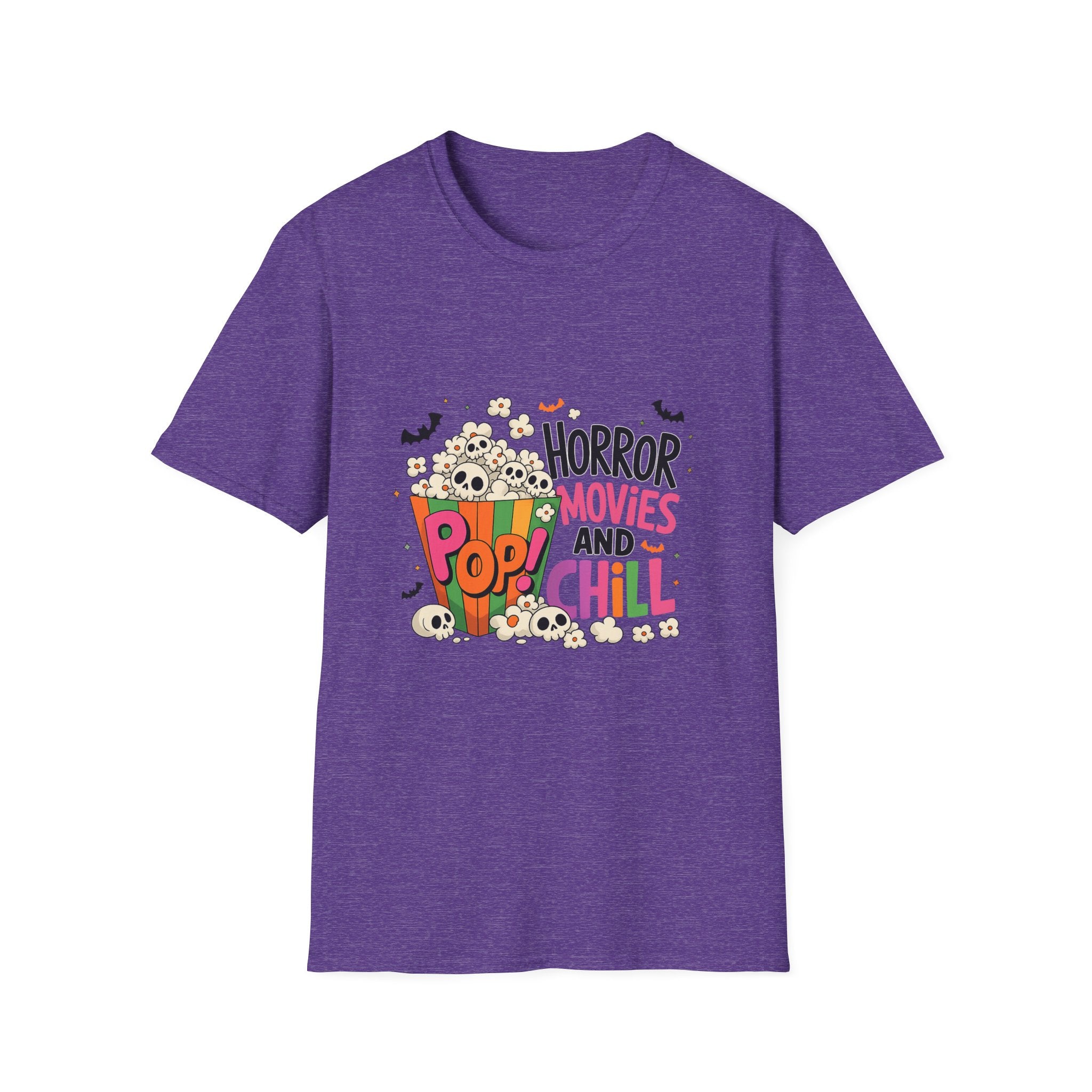 Horror Movies and Popcorn T-Shirt — Cute Spooky Movie Night Tee