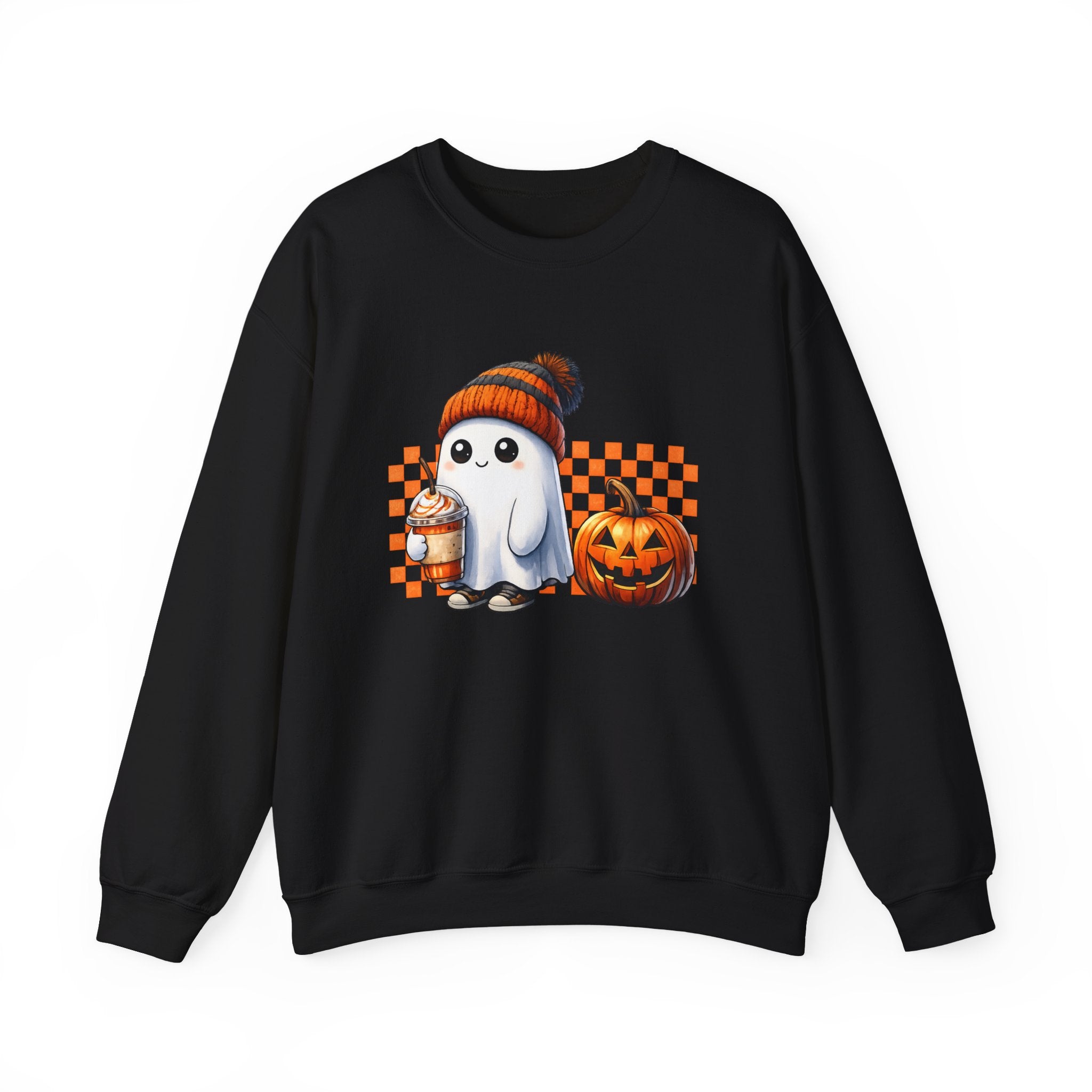 Ghost with Pumpkin Sweatshirt — Cute Halloween Crewneck