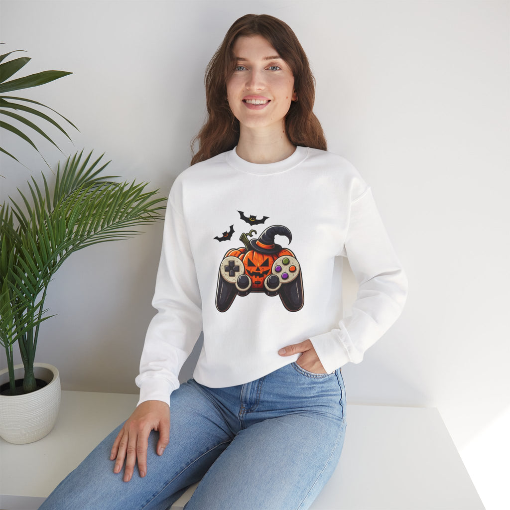 Halloween Gaming Sweatshirt – Pumpkin Controller Design