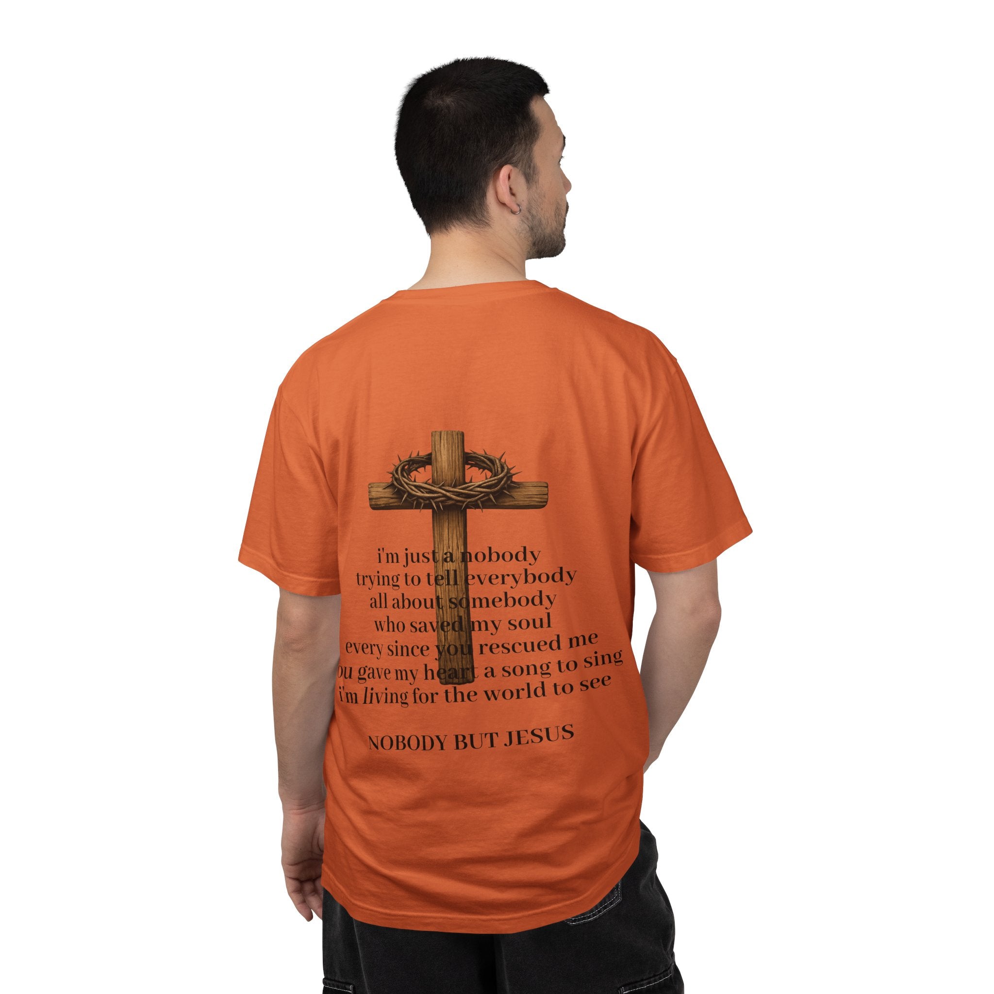 T-Shirt — 'Nobody But Jesus' Cross Graphic Christian Tee