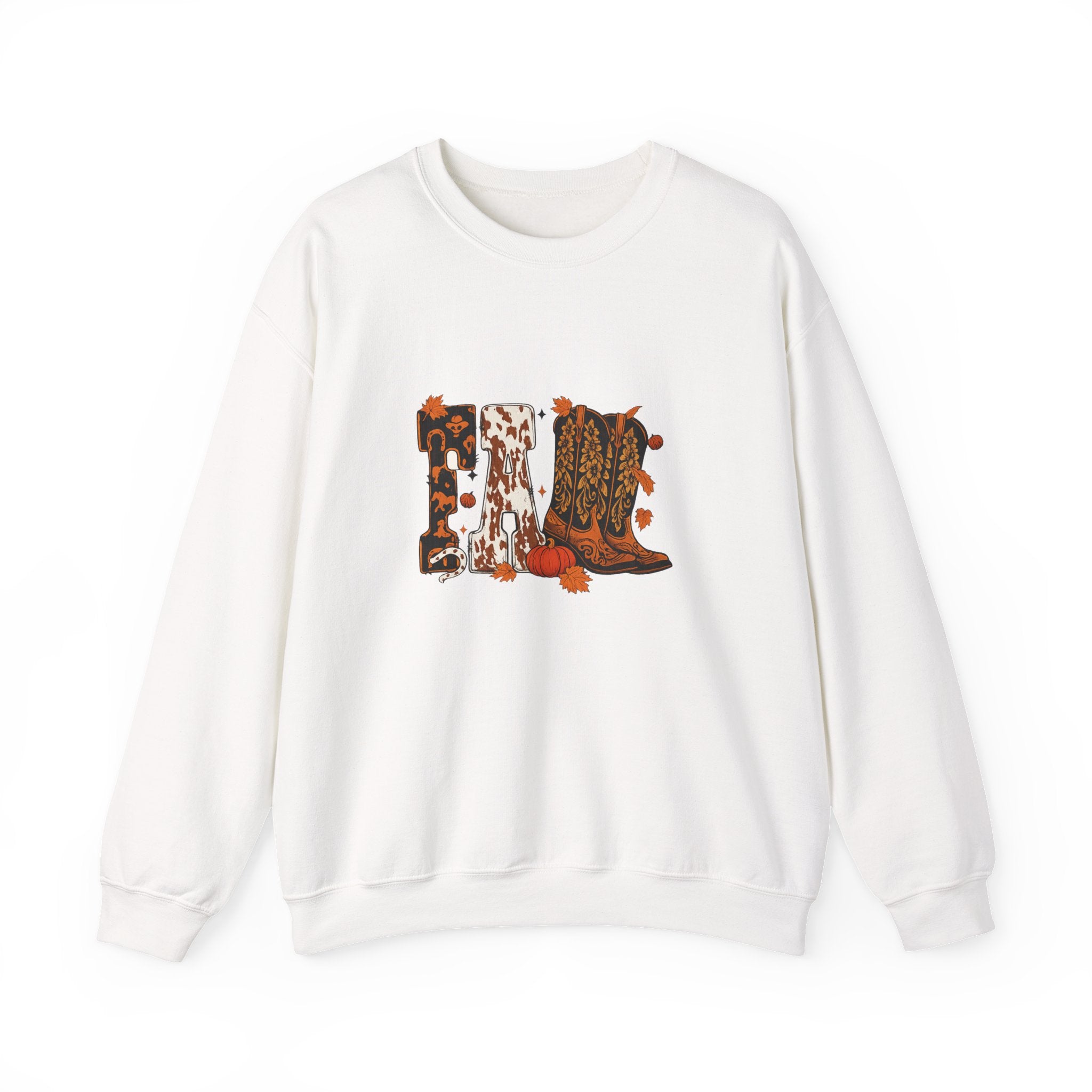 Crewneck Sweatshirt - Rustic Fall Cowboy Boots Graphic