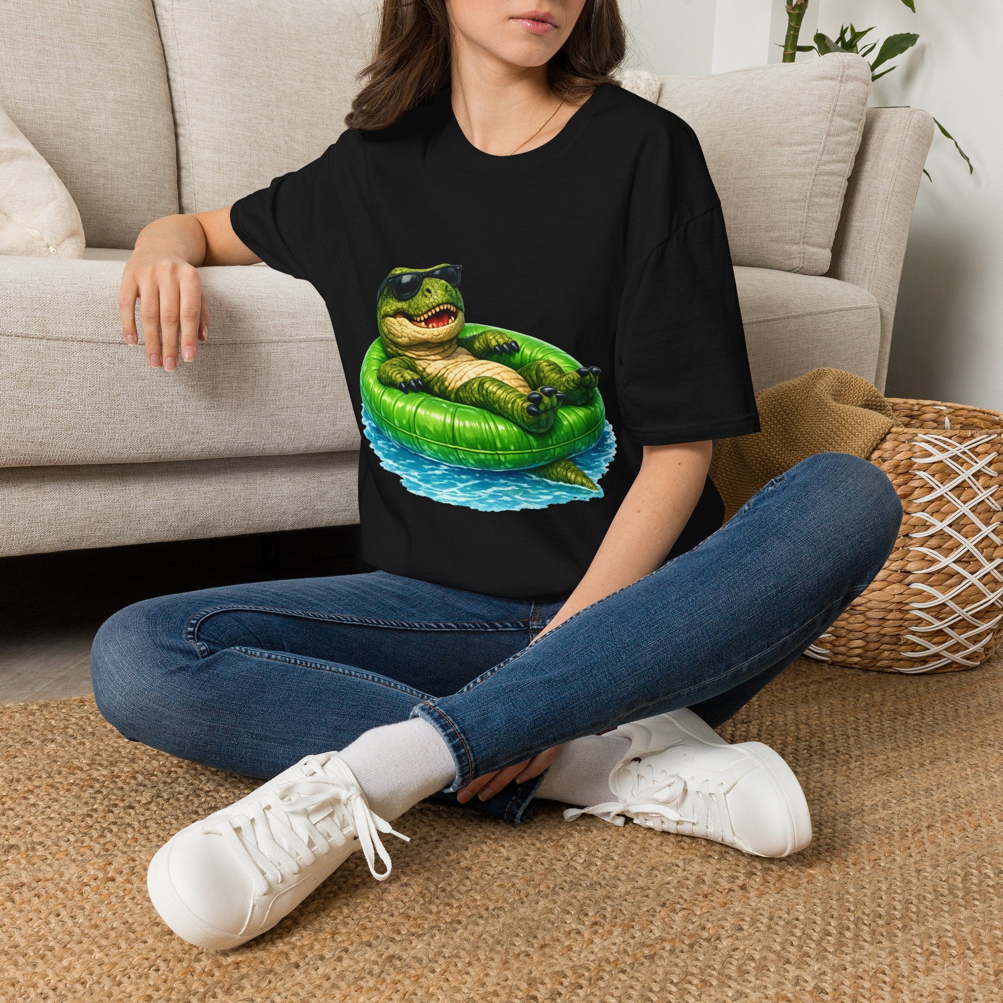 T-REX Float T‑Shirt — Cool Gator with Sunglasses Pool Tee