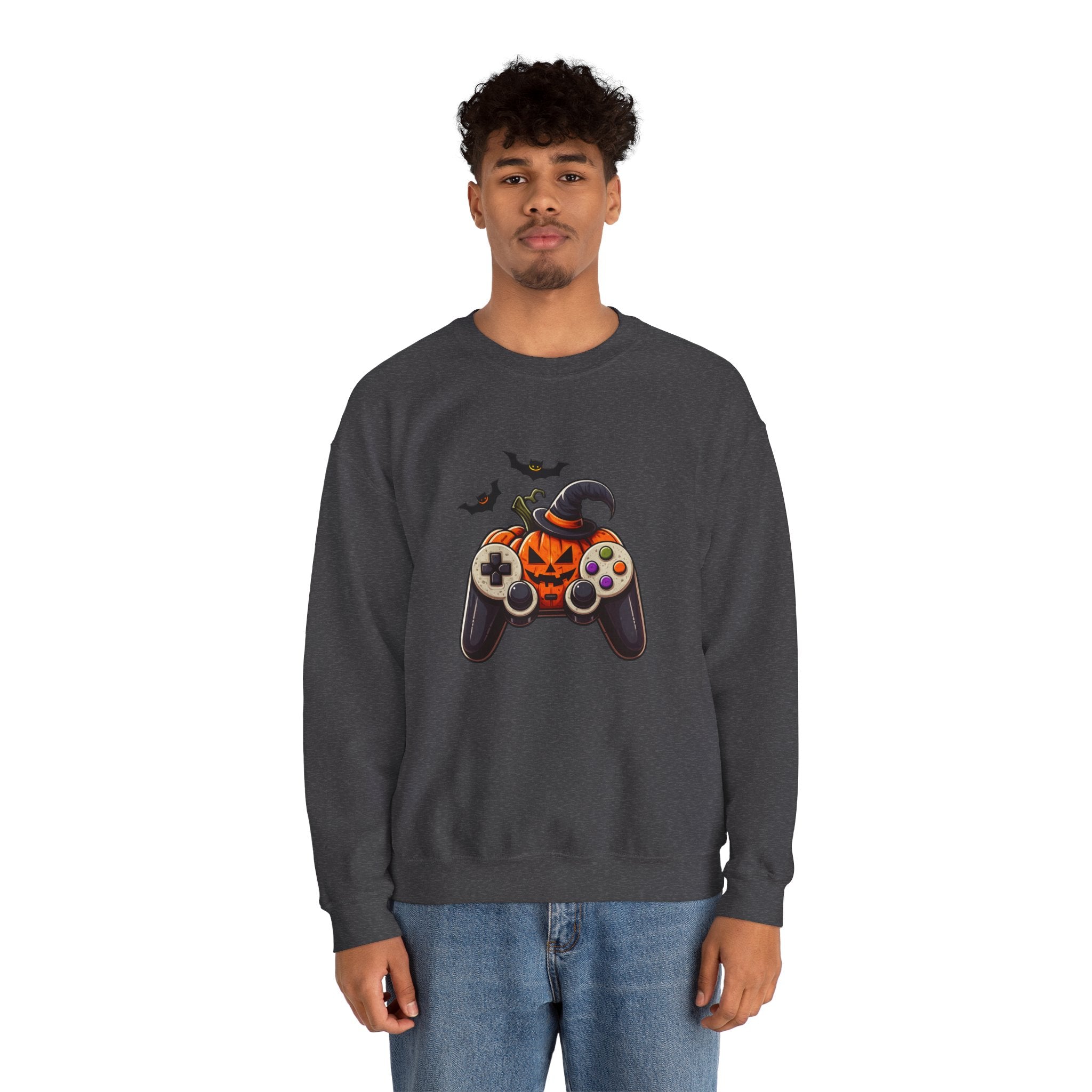 Halloween Gaming Sweatshirt – Pumpkin Controller Design