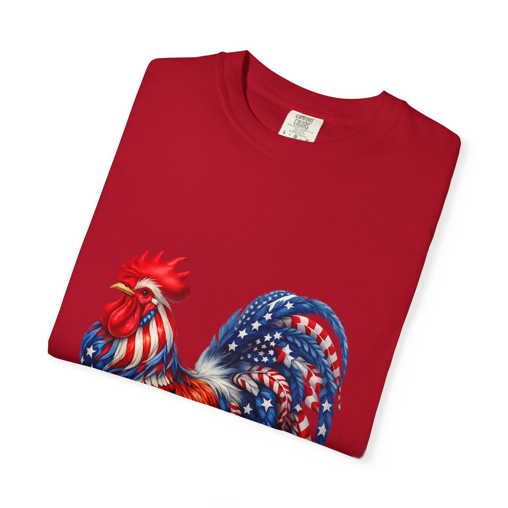 Patriotic Rooster T-Shirt — American Flag Farmhouse Graphic Tee