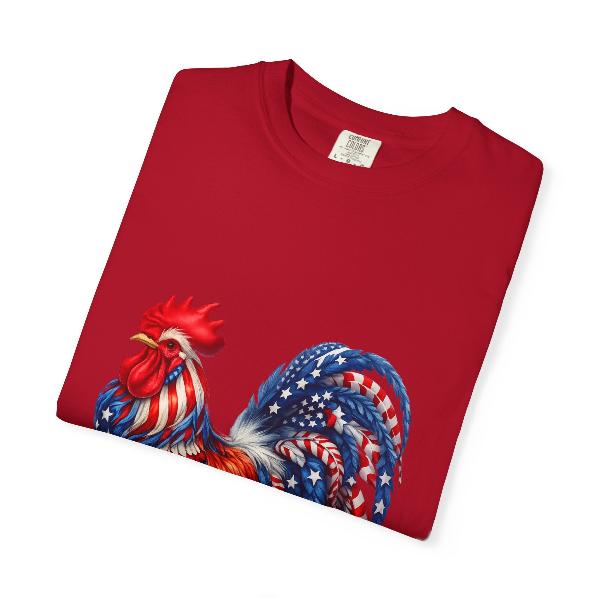 Patriotic Rooster T-Shirt — American Flag Farmhouse Graphic Tee