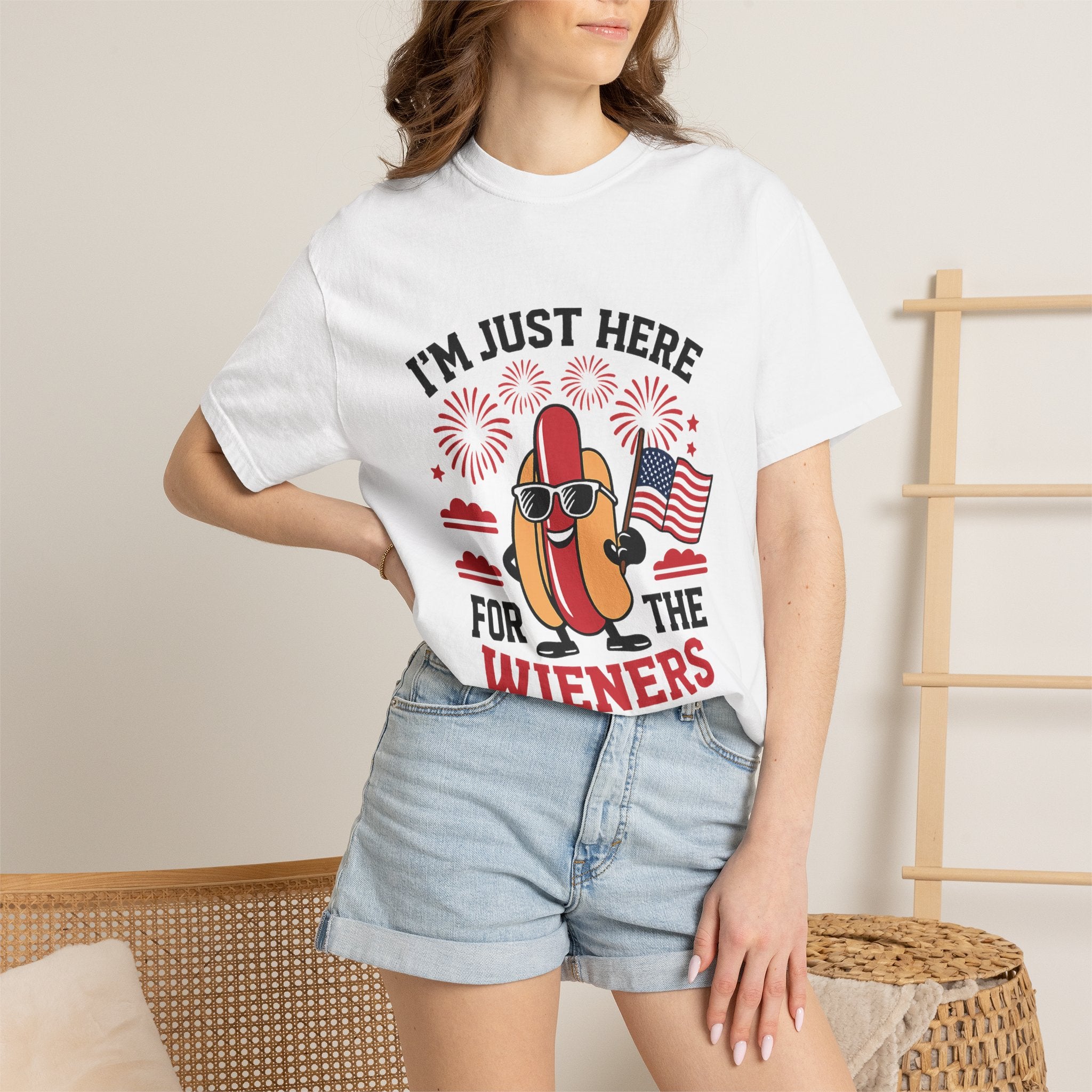 I'm Just Here for the Wieners Hot Dog T-Shirt — Funny 4th of July BBQ Tee