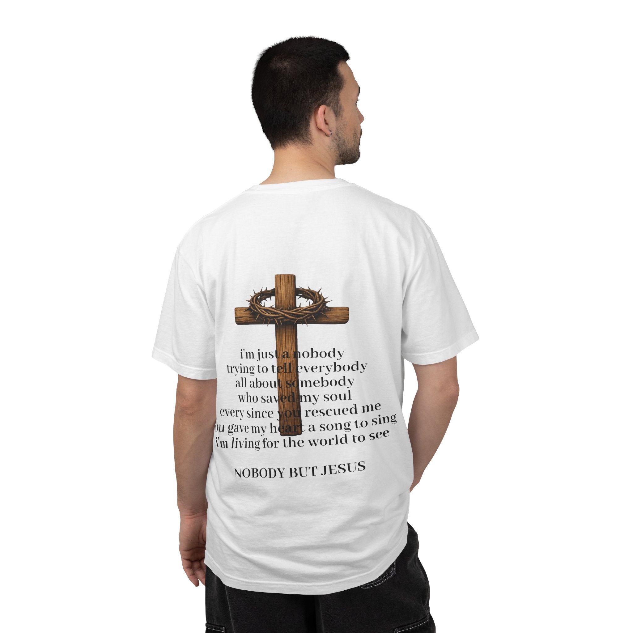 T-Shirt — 'Nobody But Jesus' Cross Graphic Christian Tee