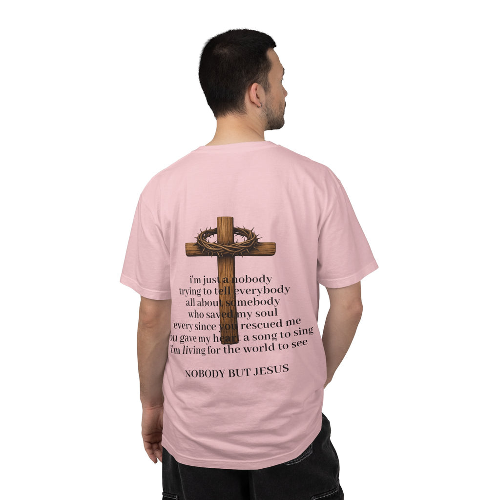 T-Shirt — 'Nobody But Jesus' Cross Graphic Christian Tee