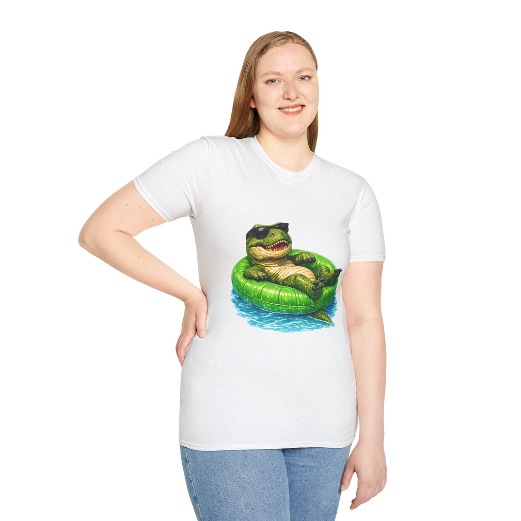T-REX Float T‑Shirt — Cool Gator with Sunglasses Pool Tee