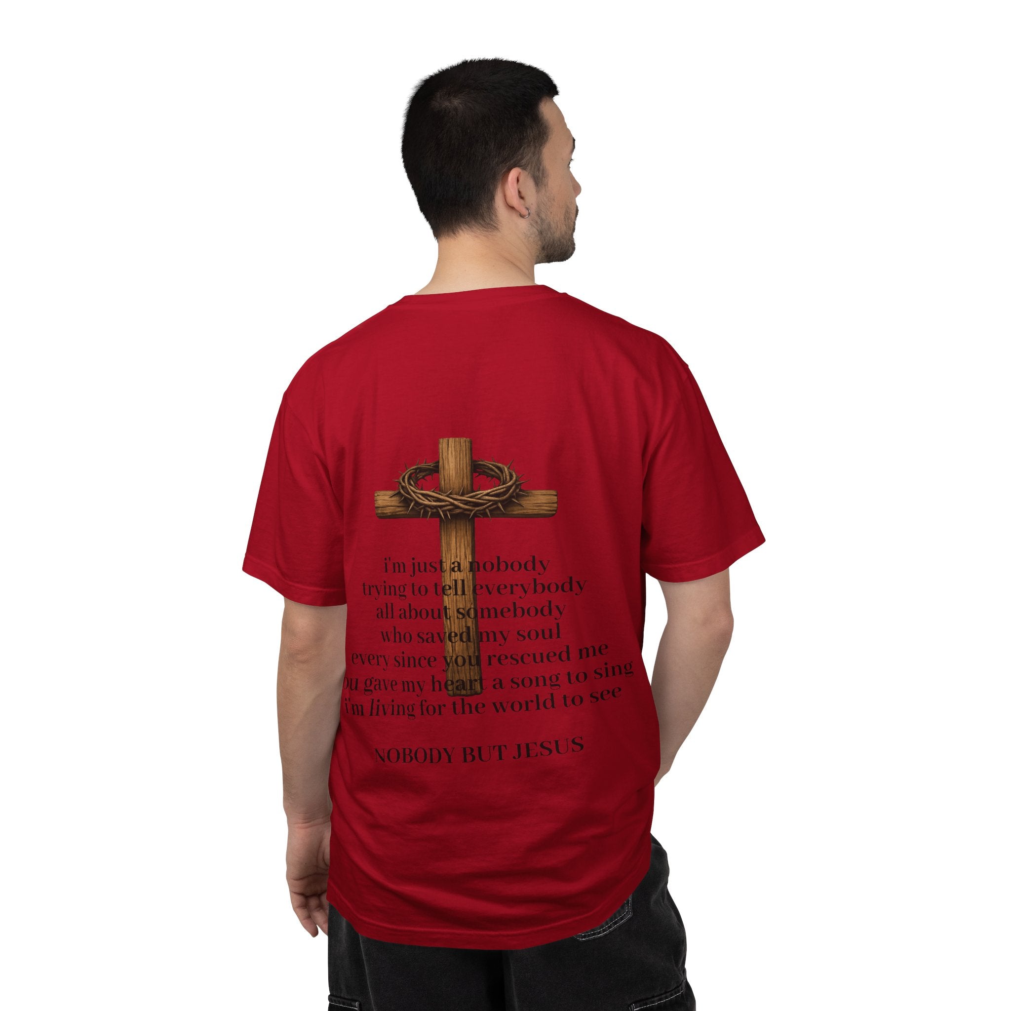 T-Shirt — 'Nobody But Jesus' Cross Graphic Christian Tee