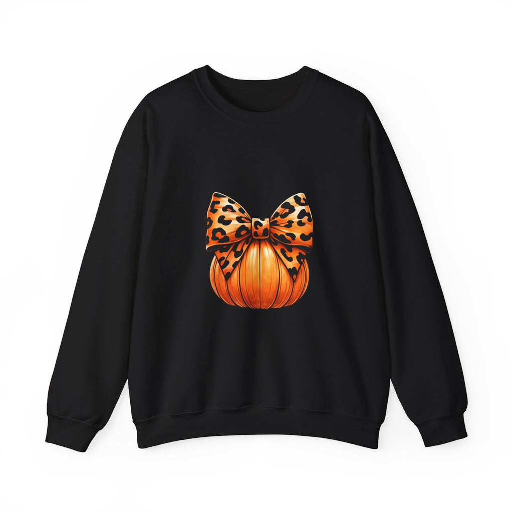 Leopard Bow Pumpkin Sweatshirt – Cute Halloween Fall Crewneck