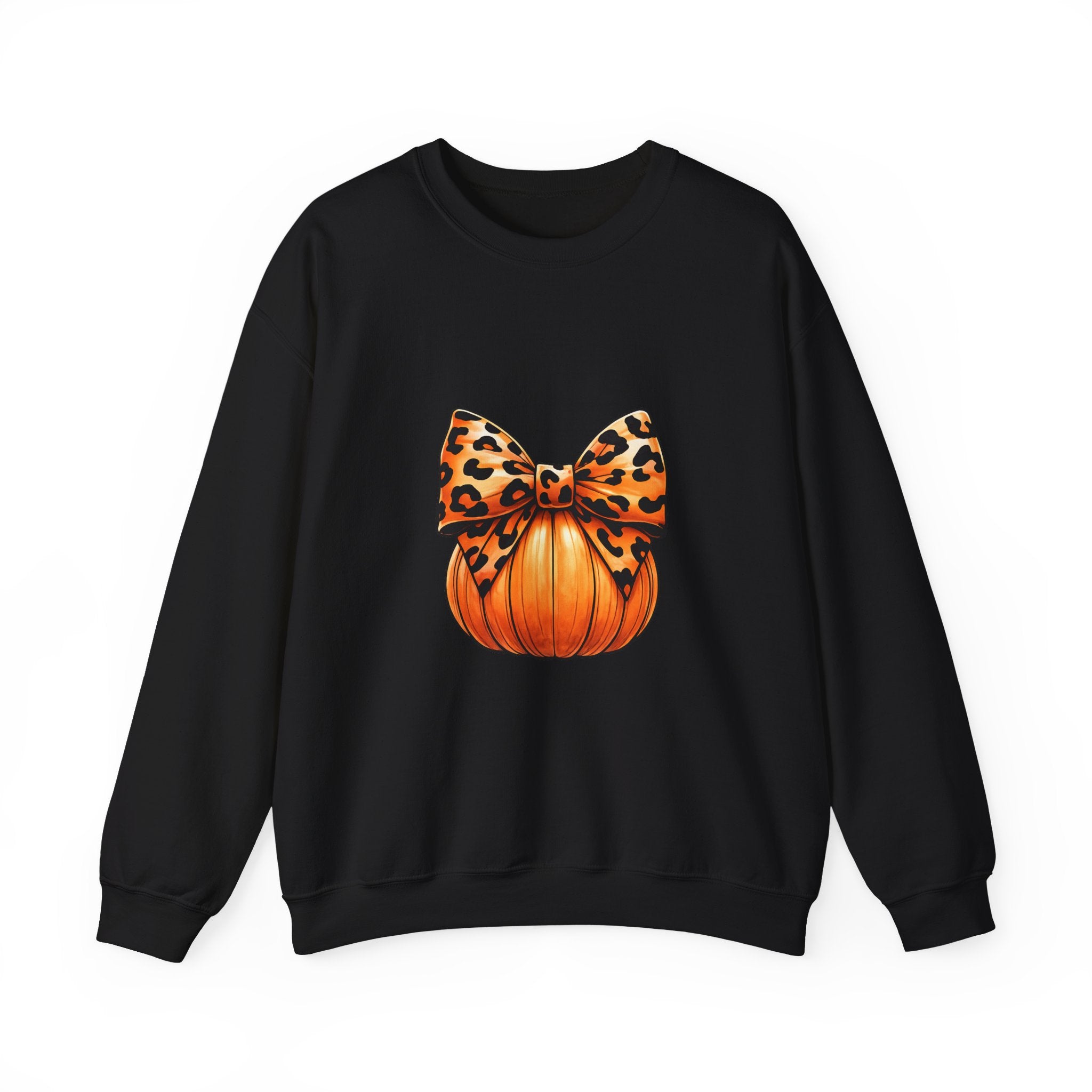 Leopard Bow Pumpkin Sweatshirt – Cute Halloween Fall Crewneck