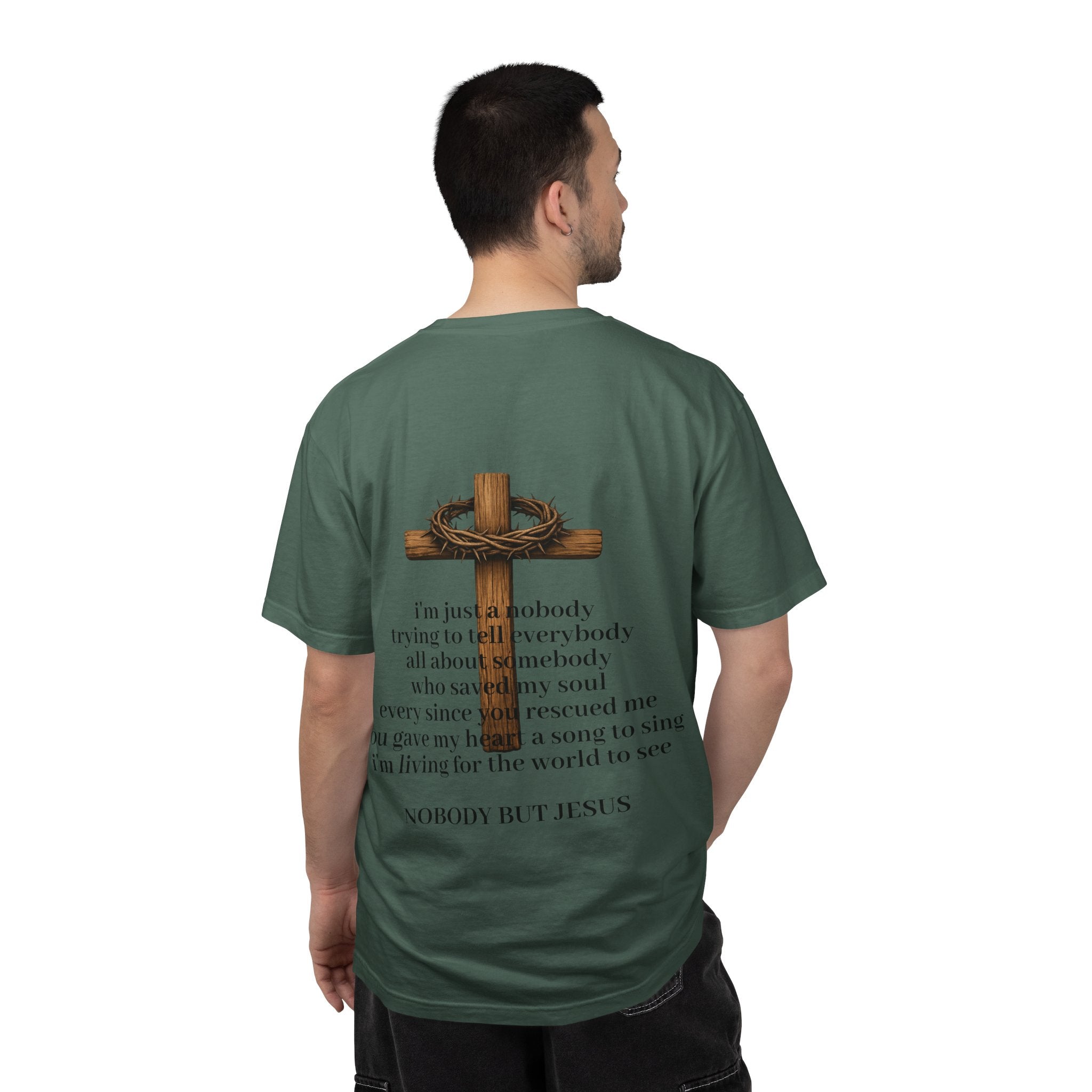 T-Shirt — 'Nobody But Jesus' Cross Graphic Christian Tee