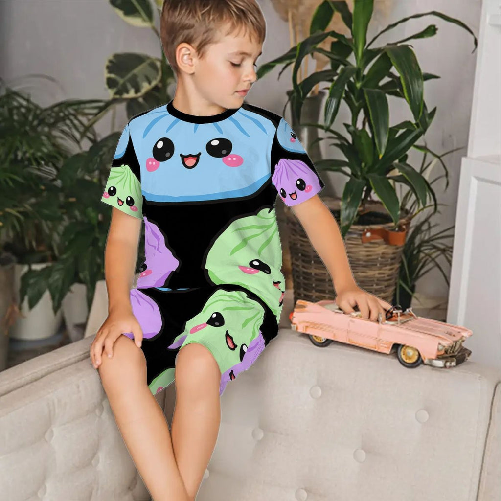 Pajama Sets for Kids Crew Neck Short Sleeve