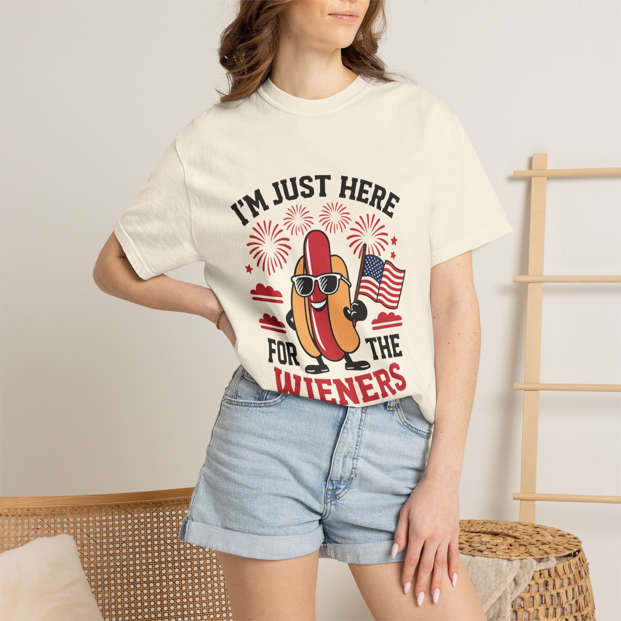 I'm Just Here for the Wieners Hot Dog T-Shirt — Funny 4th of July BBQ Tee