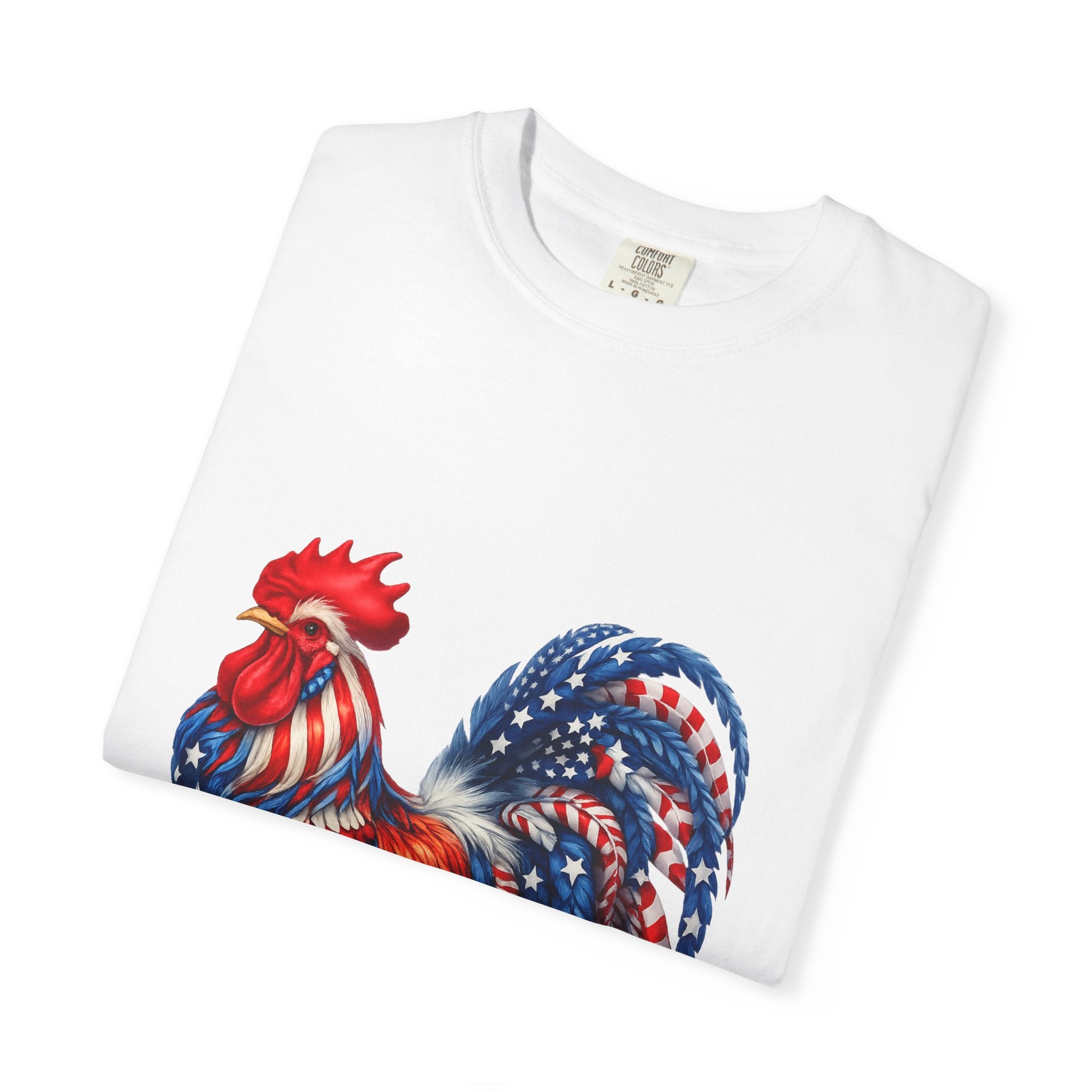 Patriotic Rooster T-Shirt — American Flag Farmhouse Graphic Tee