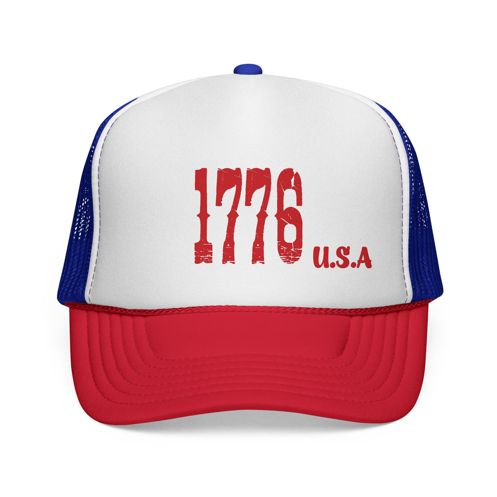 1776 USA Trucker Hat - Patriotic Red White Blue Cap for Independence Day