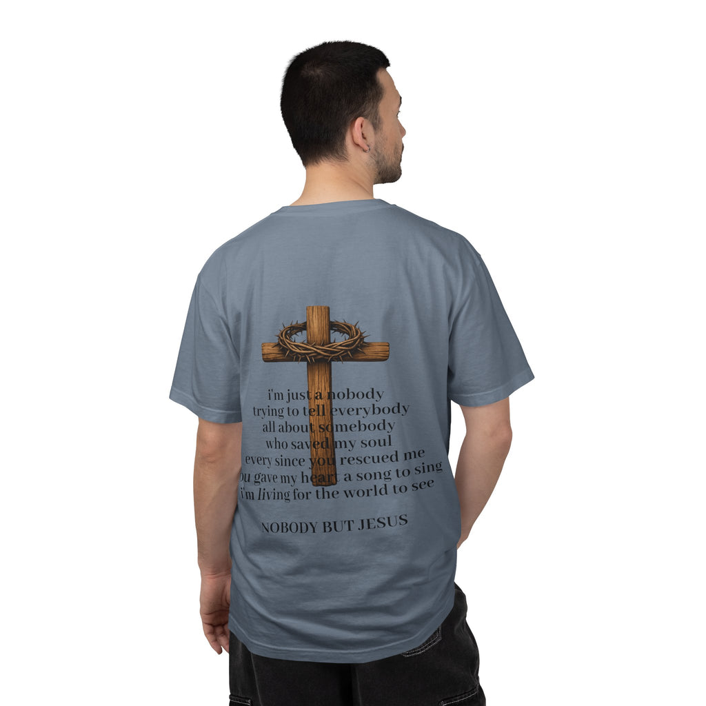 T-Shirt — 'Nobody But Jesus' Cross Graphic Christian Tee