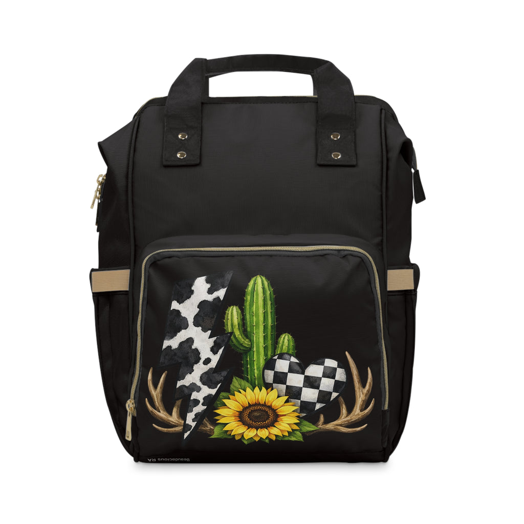 Diaper Backpack — Southwestern Cactus, Sunflower & Antler Print