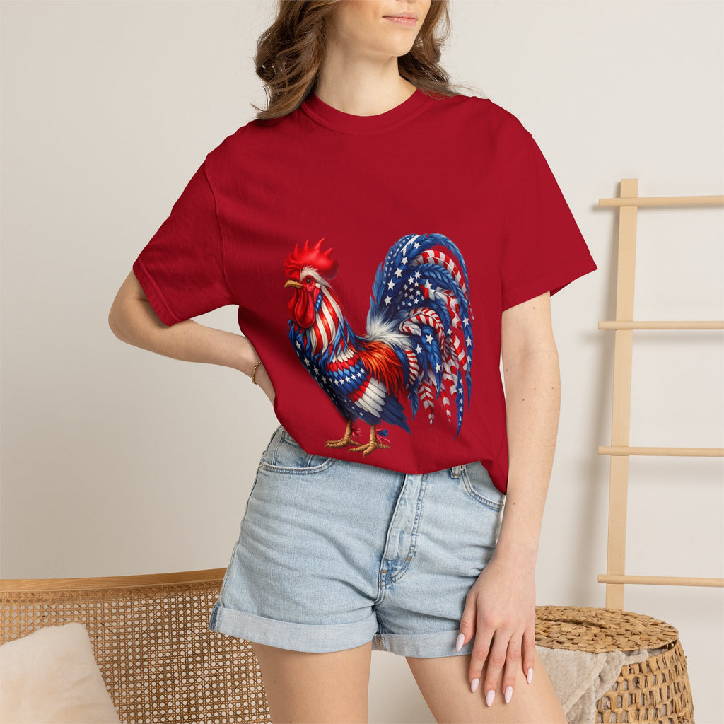 Patriotic Rooster T-Shirt — American Flag Farmhouse Graphic Tee