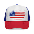 Patriotic Trucker Cap — Distressed American Flag Mesh Hat for 4th of July