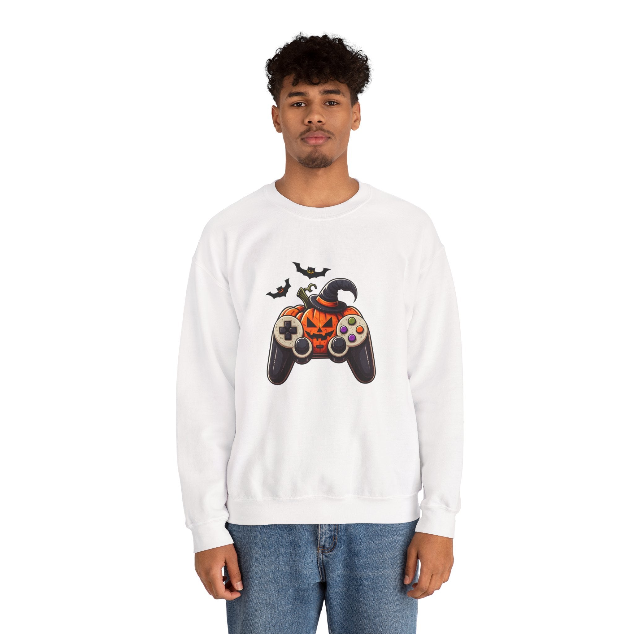Halloween Gaming Sweatshirt – Pumpkin Controller Design