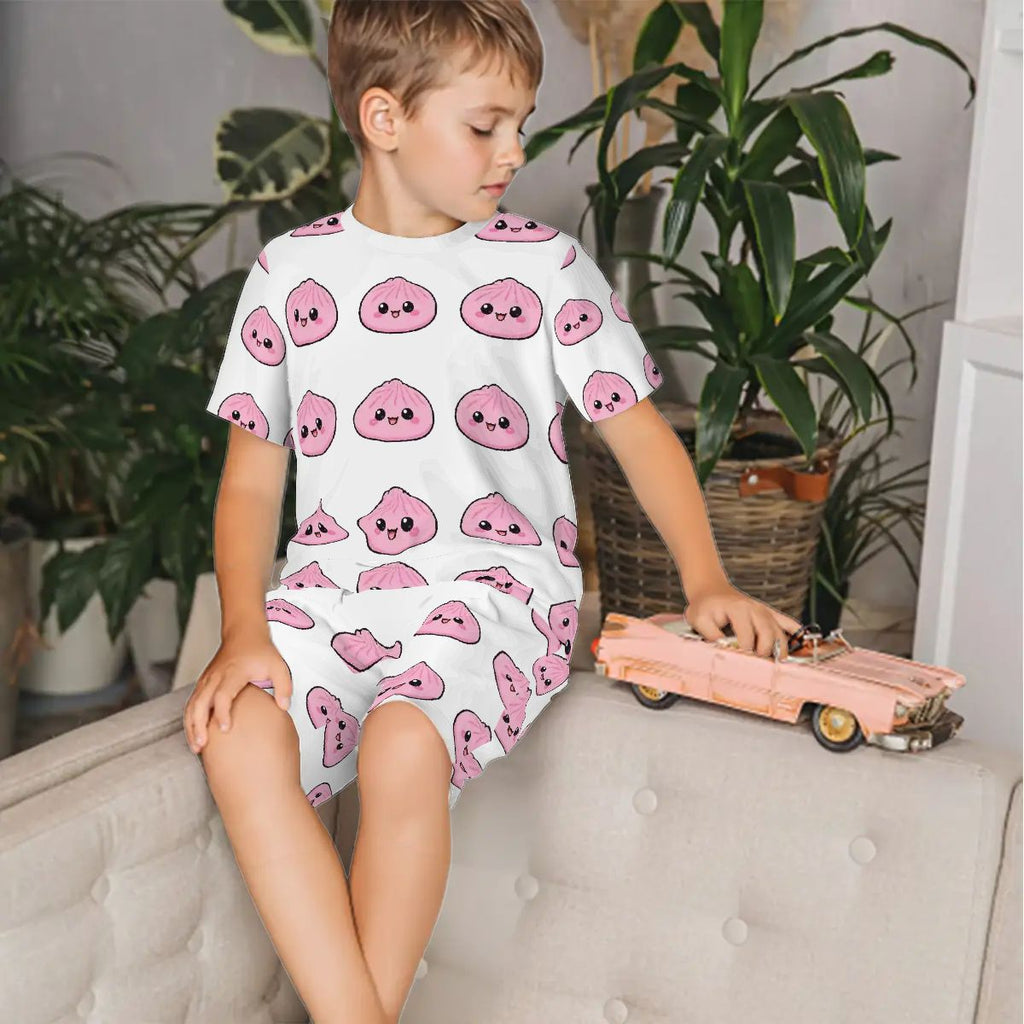 Pajama Sets for Kids Crew Neck Short Sleeve
